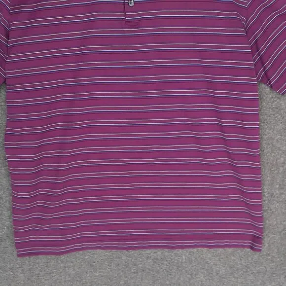 RARE Nike Tiger Woods Collection SAMPLE Polo Shirt Adult L pink blue stripe S/S - Picture 5 of 14